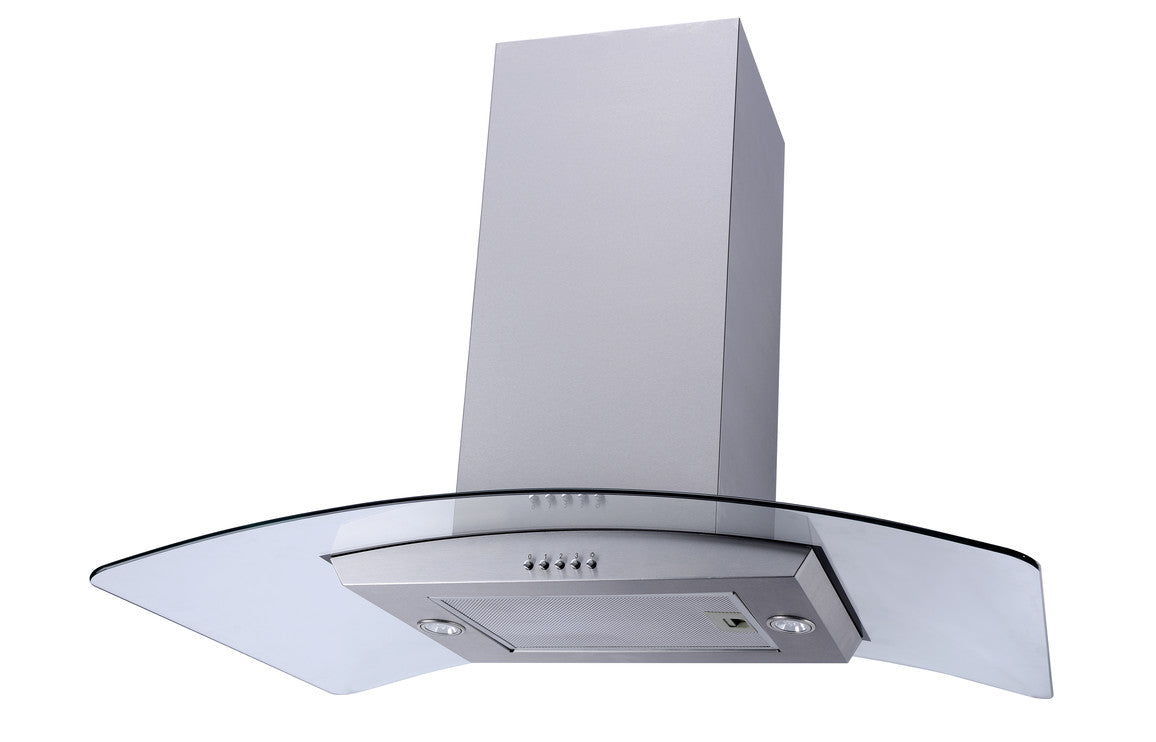 Prima PRCGH100 90cm Curved Glass Island Hood - Stainless Steel