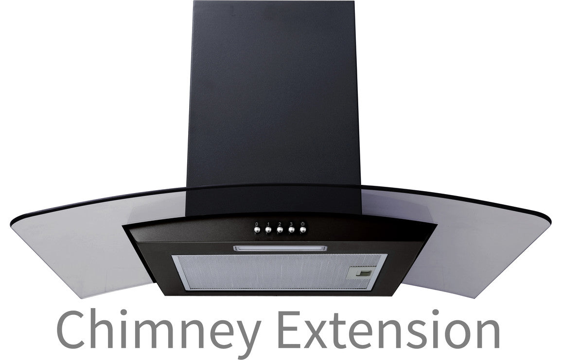 Prima PRCGH901 Curved Chimney Hood Extension - Black