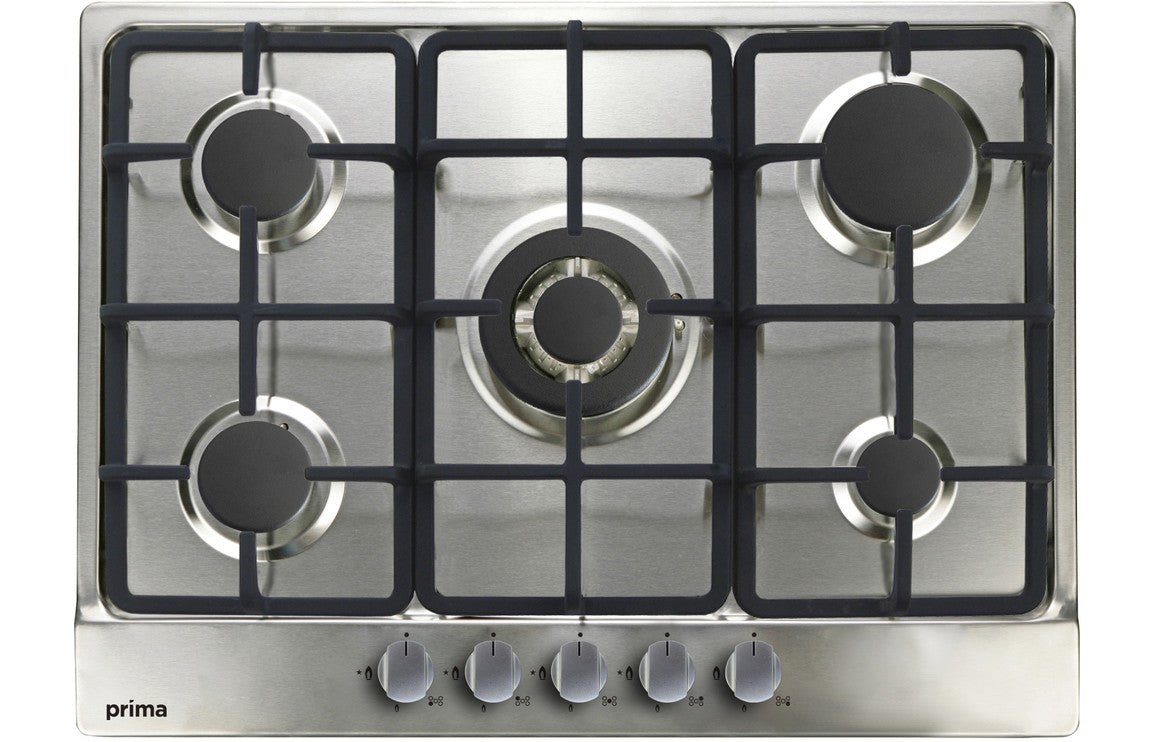 Prima PRGH114 70cm Gas Hob (Cast Iron) - Stainless Steel