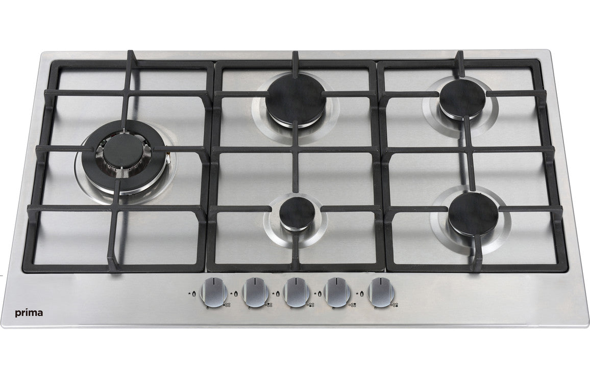 Prima PRGH116 90cm Gas Hob (Cast Iron) - Stainless Steel
