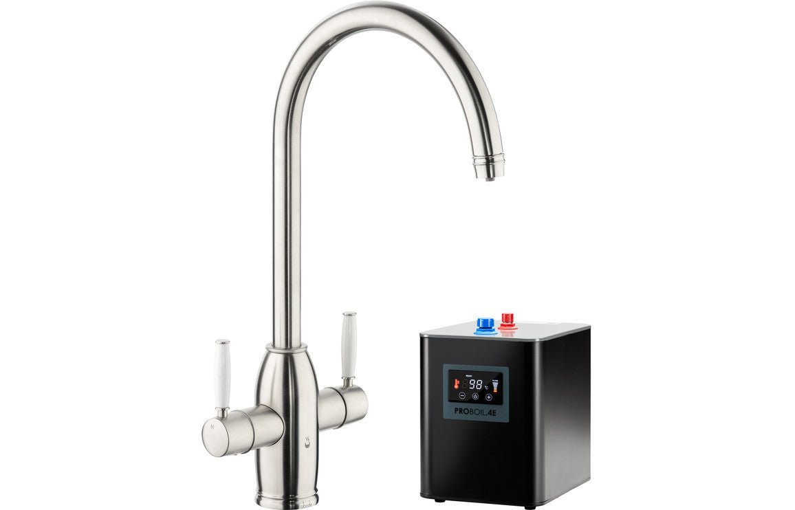 Abode Province 4 IN 1 Monobloc Tap &amp; Proboil.4E Tank - Brushed Nickel