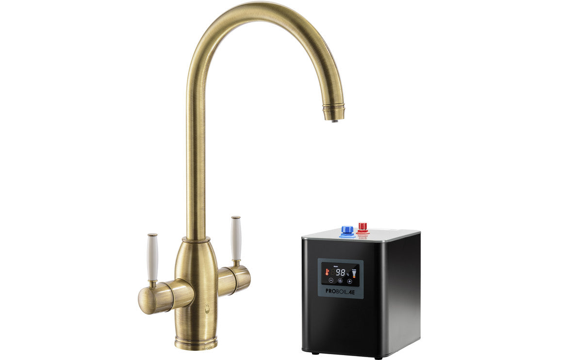 Abode Province 4 IN 1 Monobloc Tap &amp; Proboil.4E Tank - Antique Brass