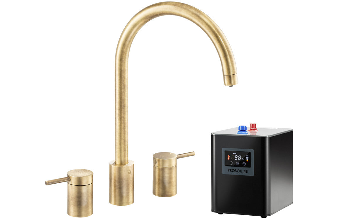 Abode Profile 4 IN 1 3 Part Tap &amp; Proboil.4E Tank - Antique Brass