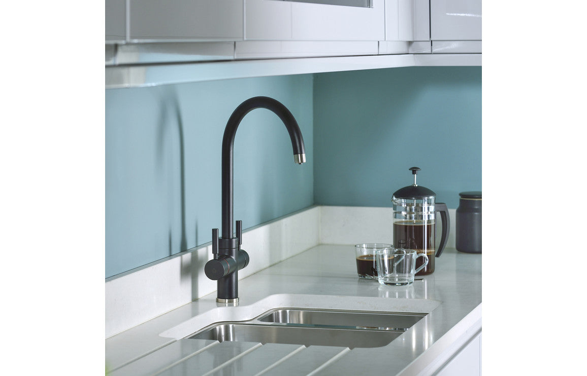 Abode Prostream 3 IN 1 Swan Spout Monobloc Tap - Matt Black