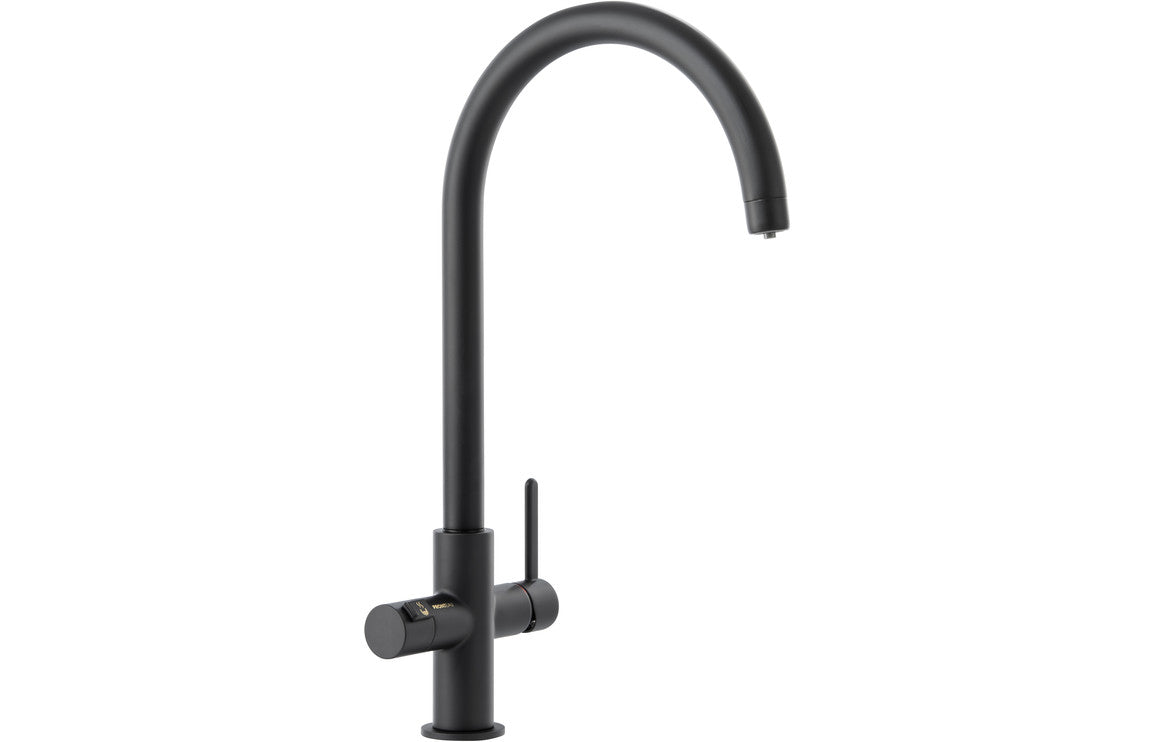 Abode Prothia 3 IN 1 Swan Spout Slimline Monobloc Tap - Matt Black