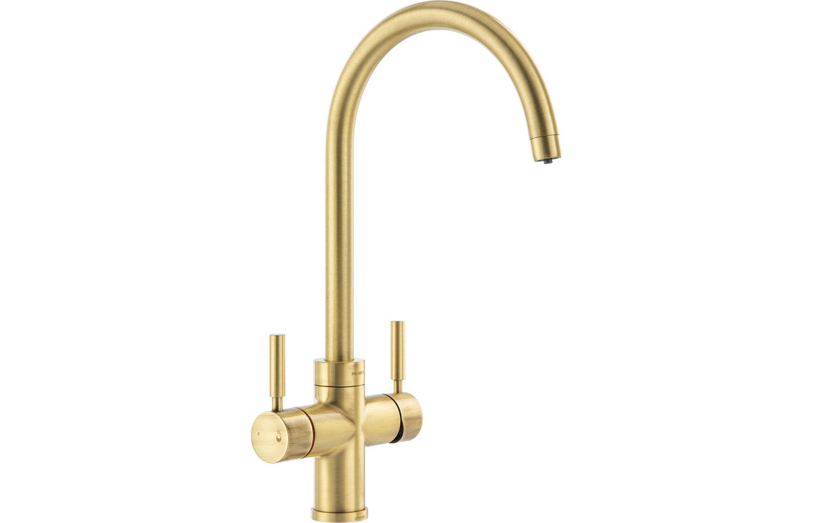 Abode Propure 4 IN 1 Swan Spout Monobloc Tap - Brushed Brass