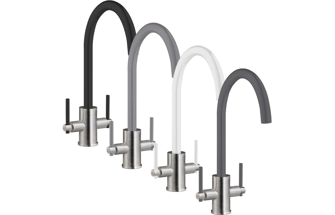 Prima+ Swan Neck Dual Lever Mixer Tap - Grey