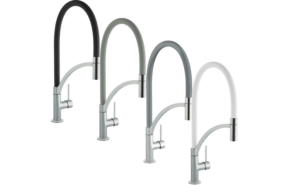 Prima+ Swan Neck Single Lever Mixer Tap With Pull Out - Black