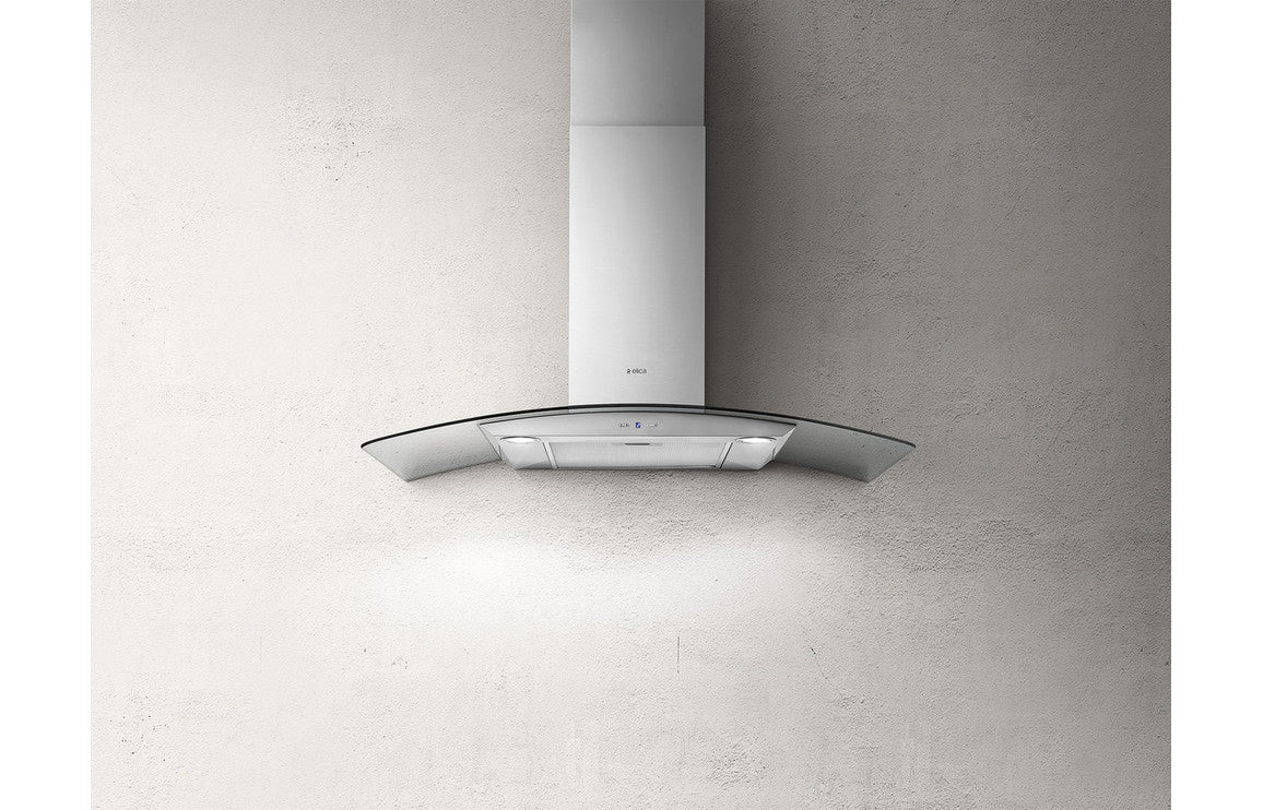 Elica Reef 60cm Curved Glass Chimney Hood - Stainless Steel