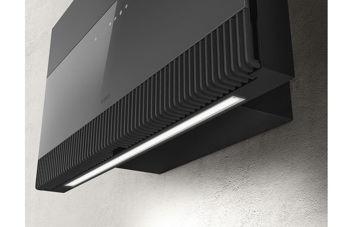 Elica Super Plat 80cm Chimney Hood - Black Glass