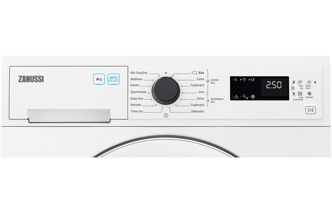 Zanussi ZDC82B4PW F/S 8kg Condenser Tumble Dryer - White